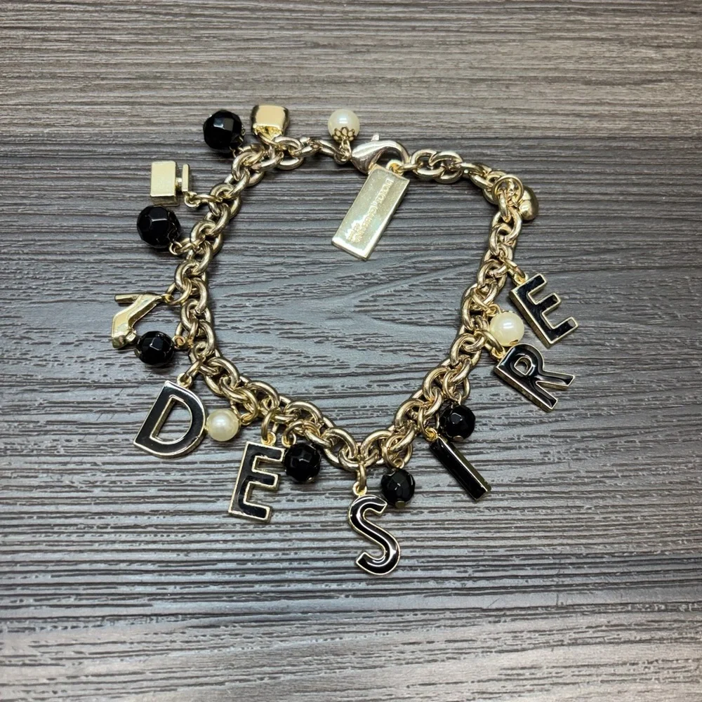 Dolce & Gabbana Desire Charm Bracelet Gold Tone Black Pearl D&G - Picture 2 of 3